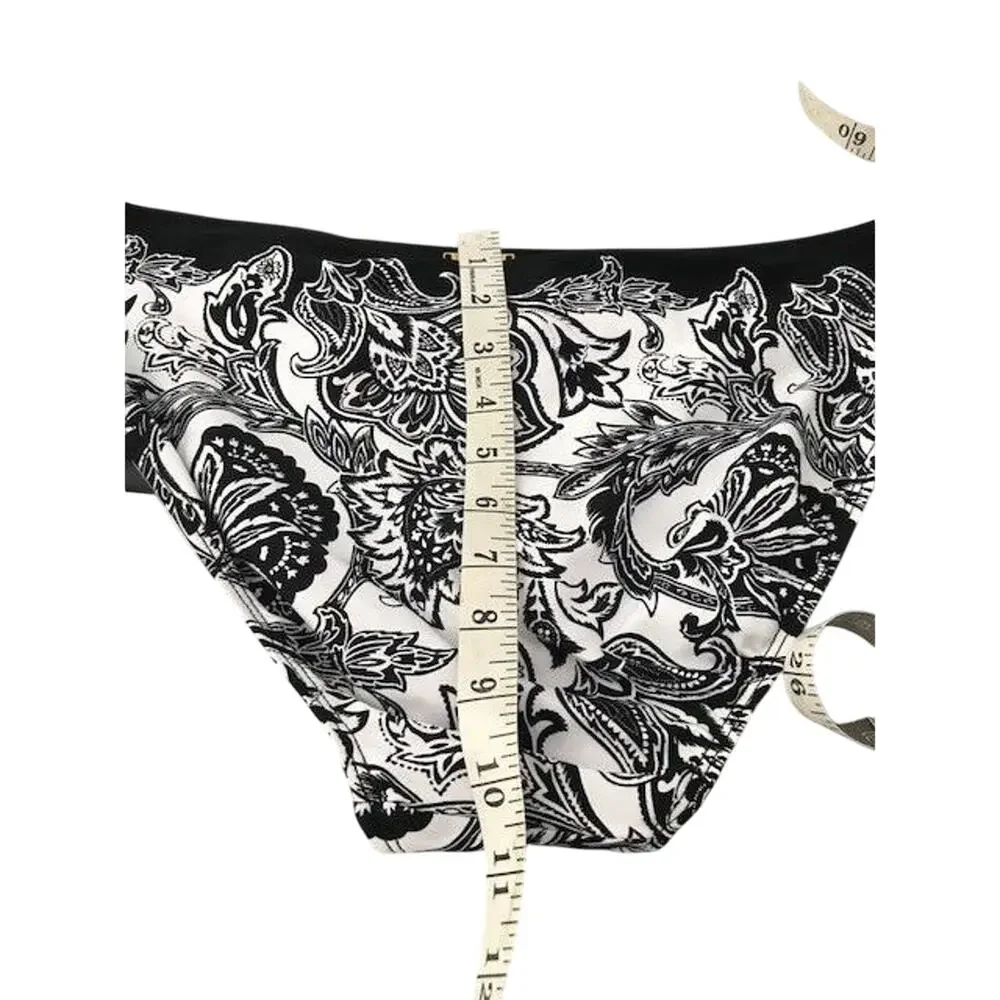 LAUREN RALPH LAUREN Women's Floral Printed Bikini Bottoms, Black & White